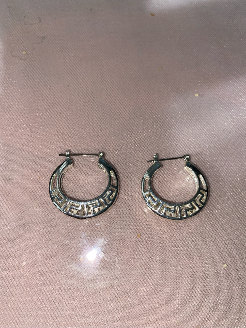 Silver-Tone Greek Key Hoop Earrings - Women's Jewelry
